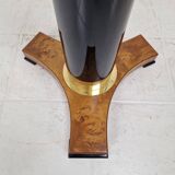 Postmodern Glass, Brass and Wood Side Table, Germany, 1980s