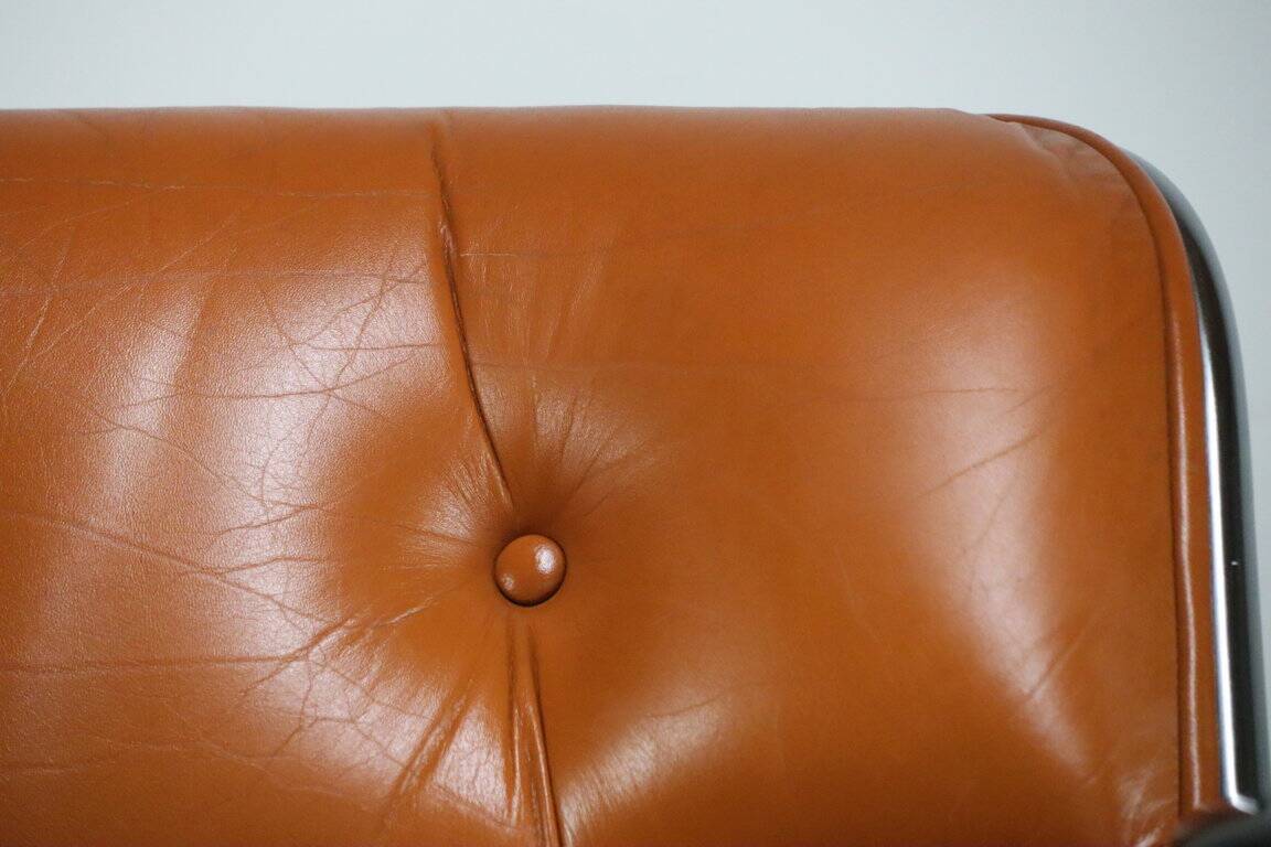 Charles Pollock leather office chair, Knoll edition, 1970