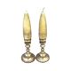 Vintage Set of 2 Brass Candle Holders with Antique Candles, Elegant Home Decor