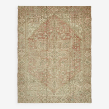 Tapis de laine beige noué à la main des années 1970 246 cm x 326 cm laine beige