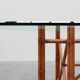 Large monumental bamboo dining table with glass top by Gasparucci, Italy