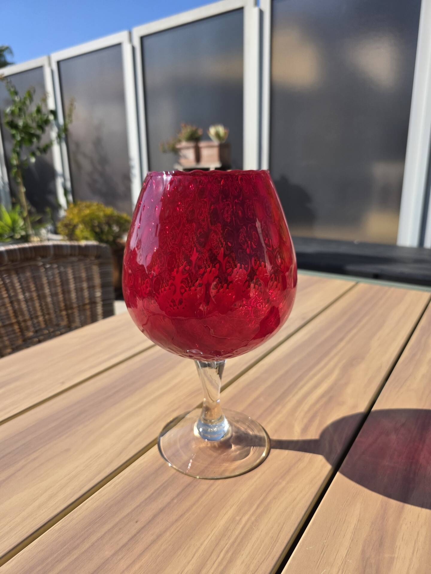 Grand verre géant 26 cm Empoli rouge rubis verre soufflé