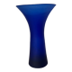 Vase bleu en verre poli evasé flare