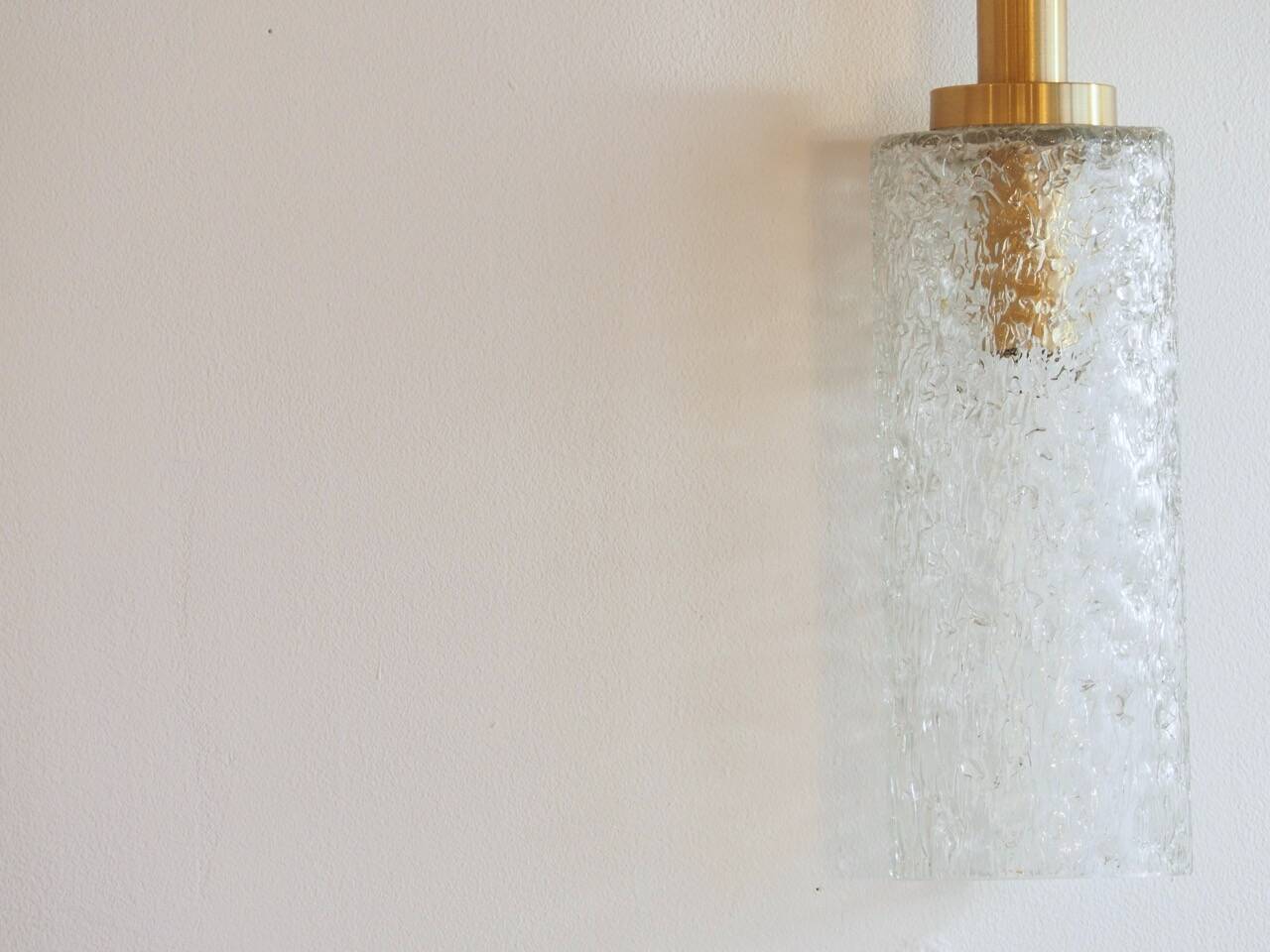 Carl fagerlund style cylindrical textured glass pendant light