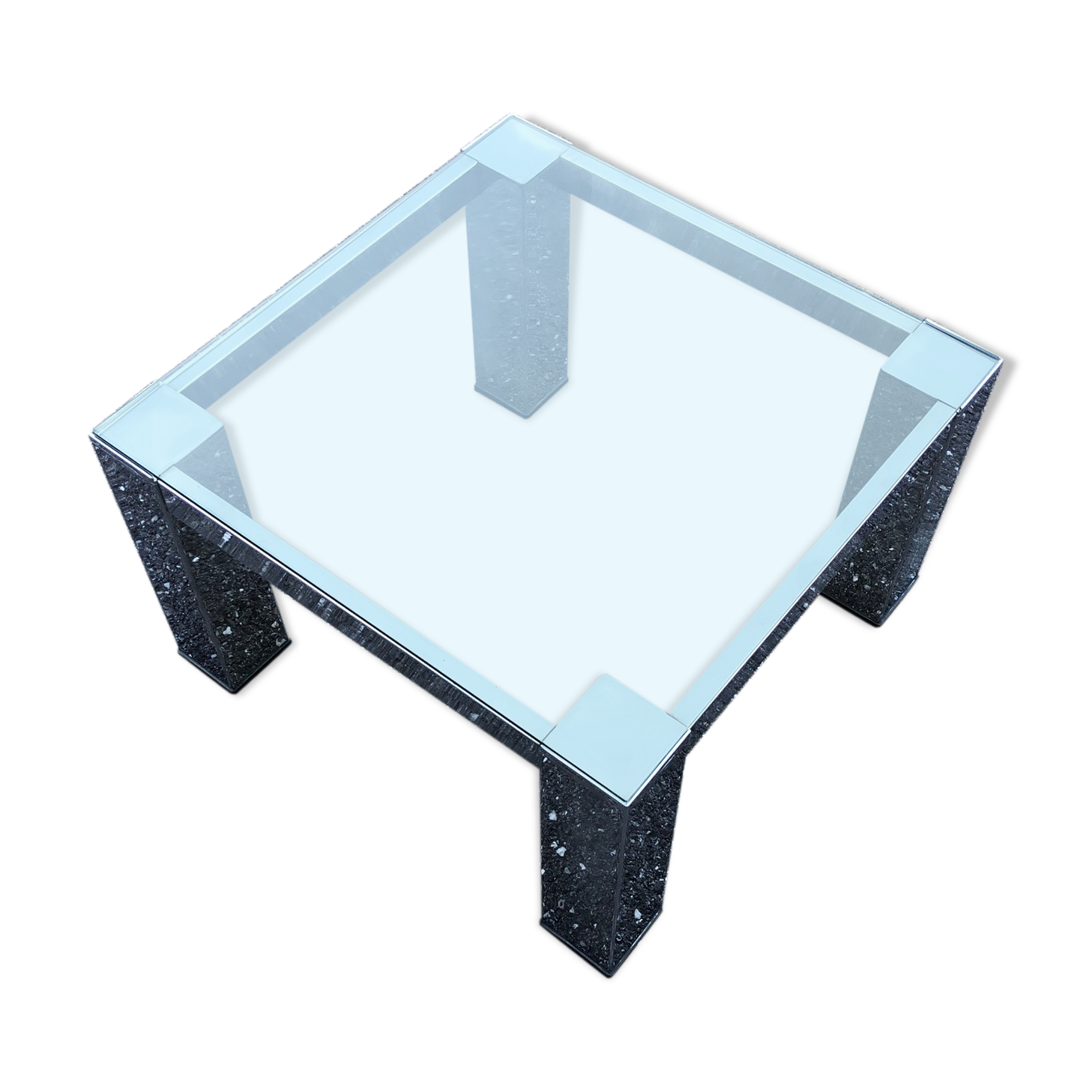 Chrome coffee table and smoked glass 70