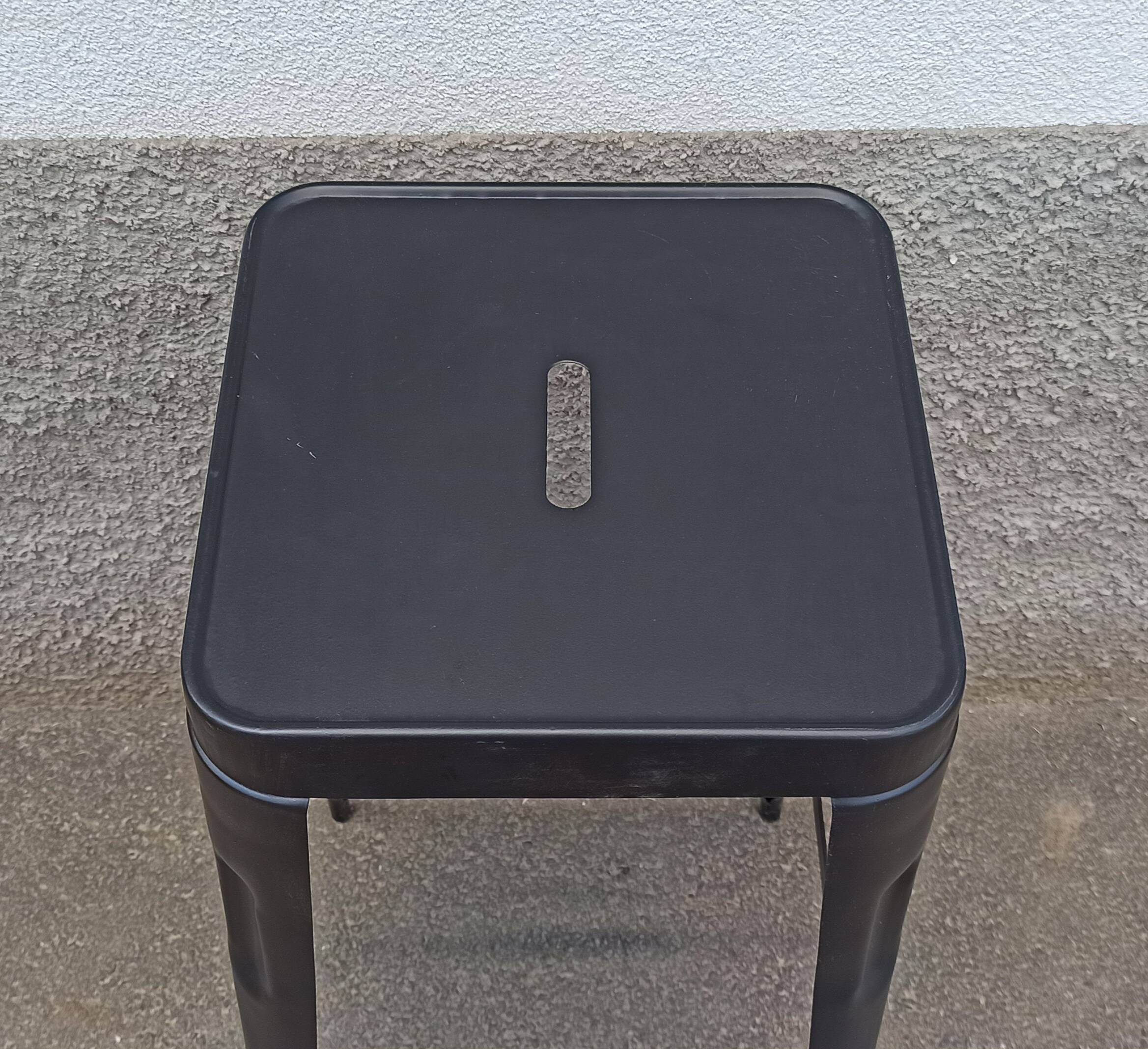 Pair of black metal stools