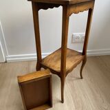 Small bedside table, nightstand, two-top ash plant stand with discreet drawer