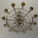 Old cascade chandelier with crystal pendants 19 lights
