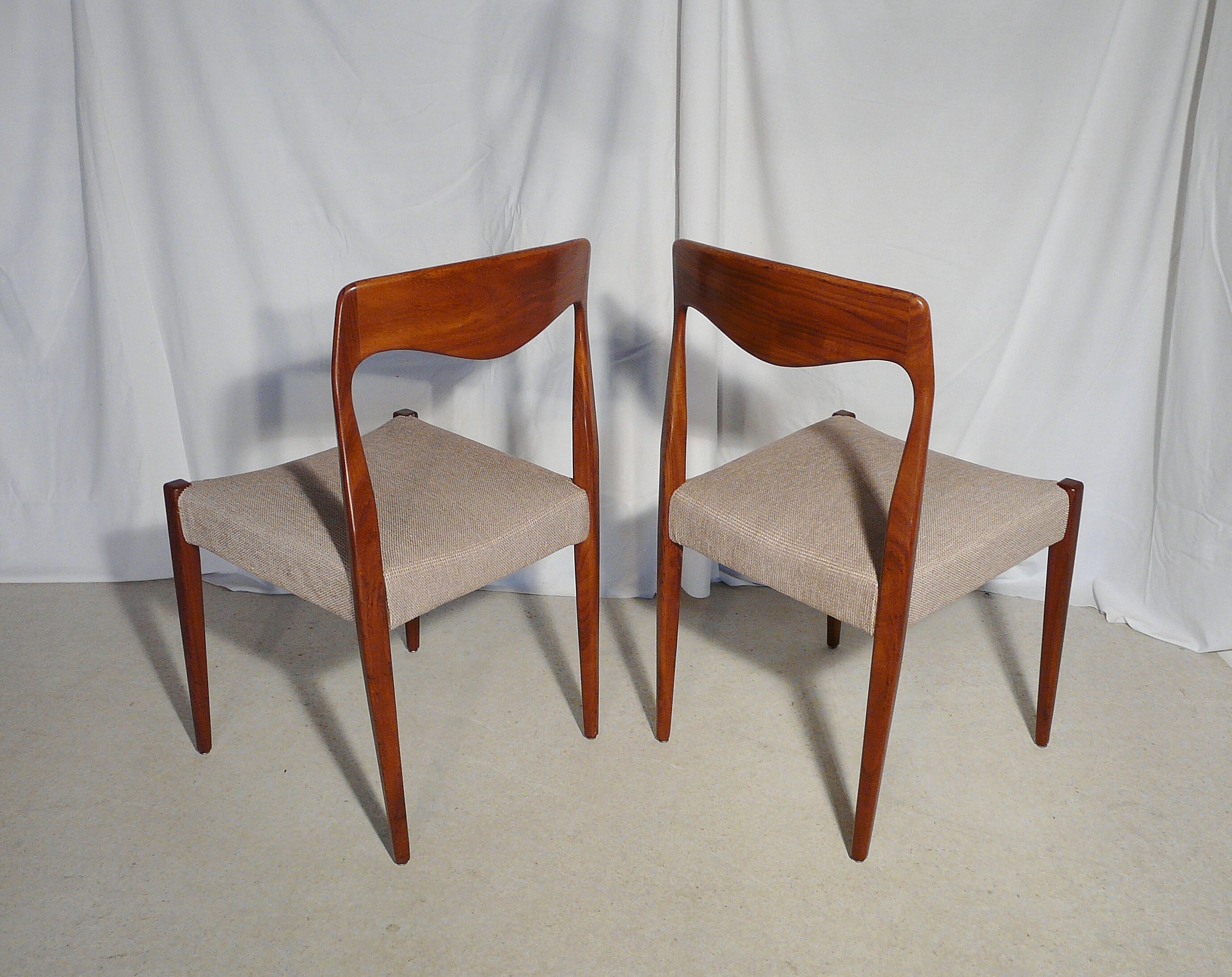 Six scandinavian vintage teak chairs