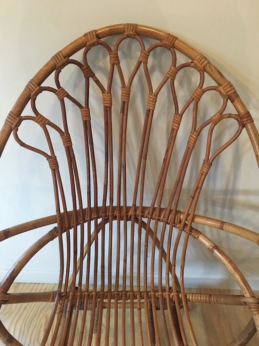 Rattan and wicker armchair 1950