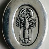 Set of 4 silver metal lobster curettes, decorated with lobster
