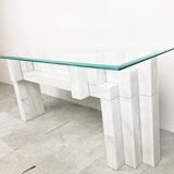 Vintage white marble console table Italy, 1980s