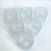 Molded glass whisky service - ice bark decoration - Frostfire Hoya Mikasa - vintage 1980s