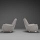 Pair of fabric and stainless steel lounge chairs by Gianni Moscatelli