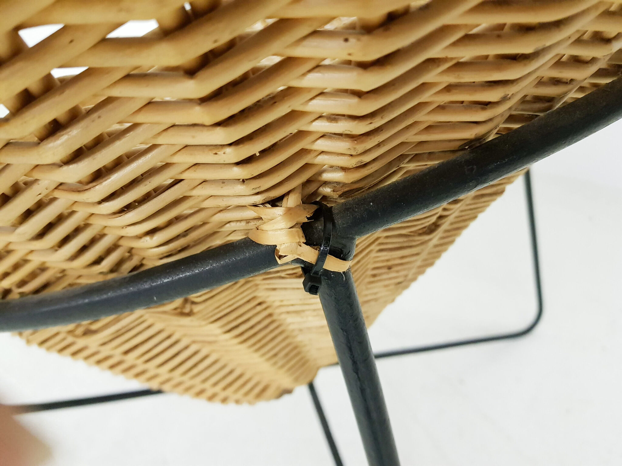 Rattan and metal lounge chair, The Netherlands 1950