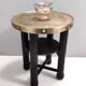 Secessionist Durmast Coffee Table with a Shelf and a Round Brass Top, Austria