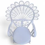 Emmanuelle Peacock white rattan armchair 1970