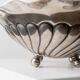 Silver-plated metal vintage bowl with curved rim and relief - Italian 1940s centrepiece
