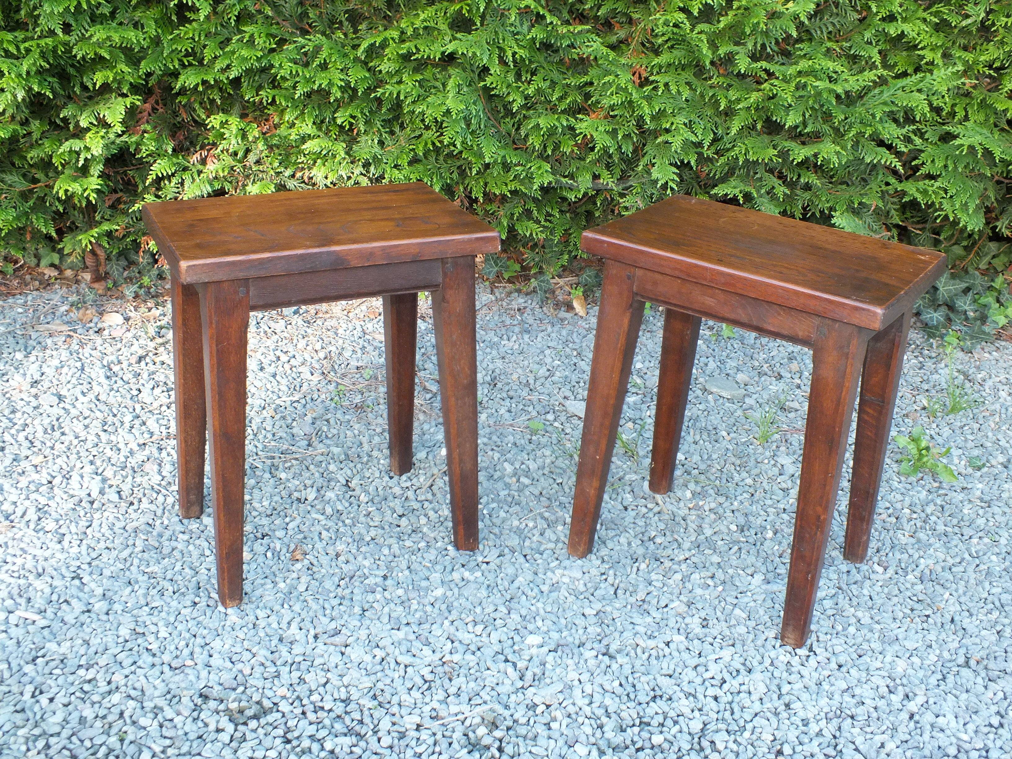 Pair of 60s oak stools or end tables
