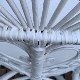 Emmanuelle Peacock white rattan armchair 1970