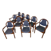 Chaises Baumann vintage Série de 9 fauteuils bridges