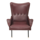 Burgundy Skai, Brass and Metal Lounge Chair, Italy