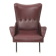 Burgundy Skai, Brass and Metal Lounge Chair, Italy