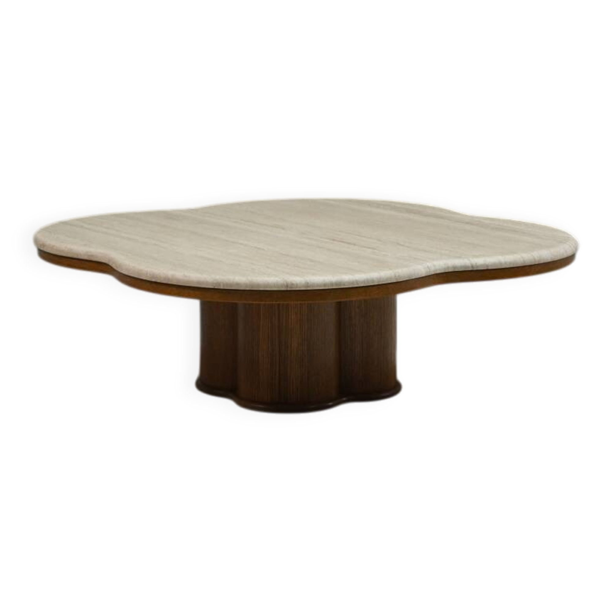 Travertine clover coffee table, 1970s Italy.
