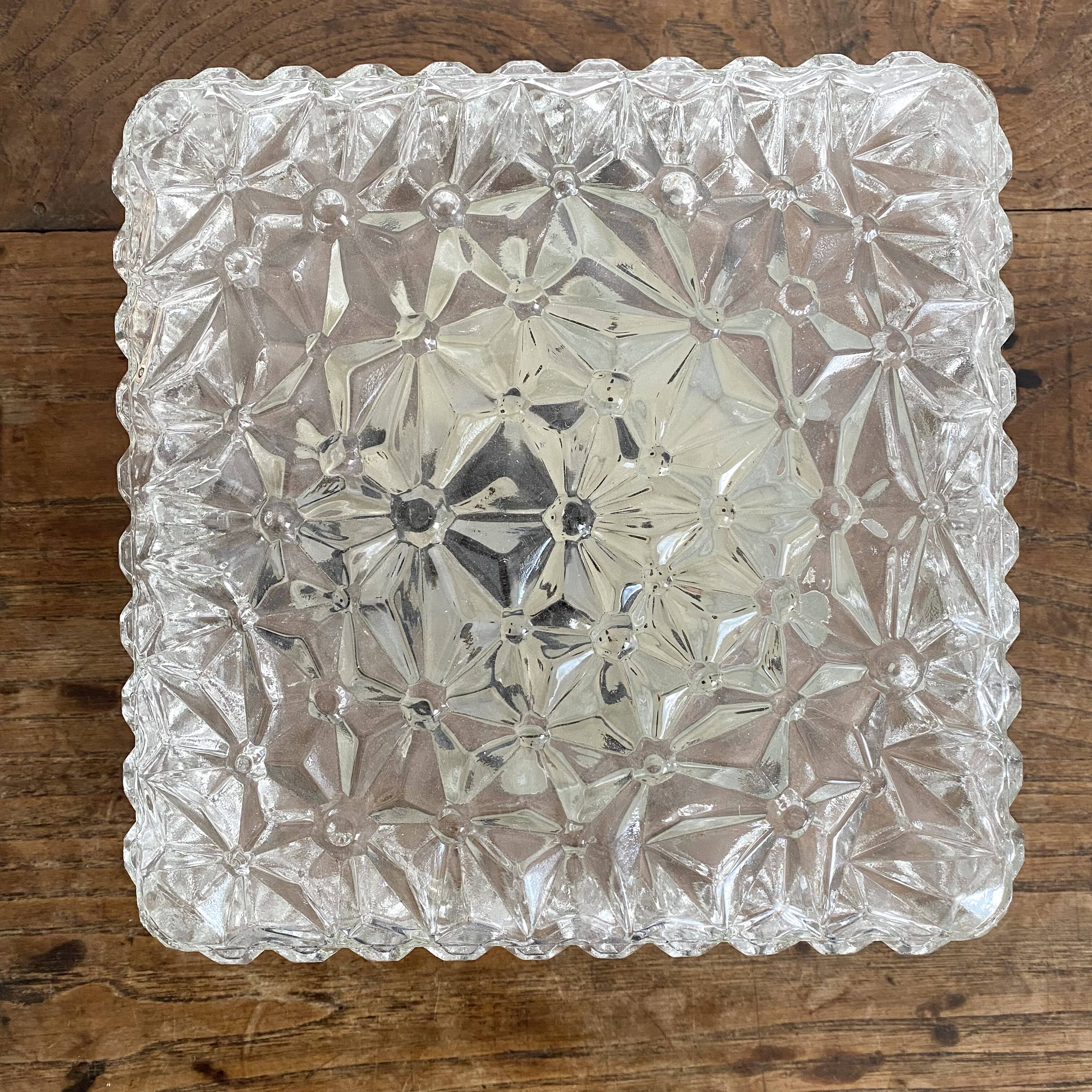 Vintage square molded glass ceiling light