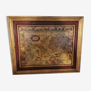 Tableau ancienne carte du monde enduite
