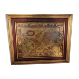 Tableau ancienne carte du monde enduite