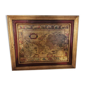 Tableau ancienne carte du monde enduite