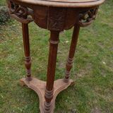 Antique Louis XVI style pedestal table in walnut with marble top