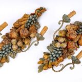Paire d'appliques bois polychrome - époque : art nouveau - circa 1900
