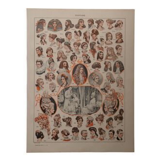 Original lithograph on hairstyles