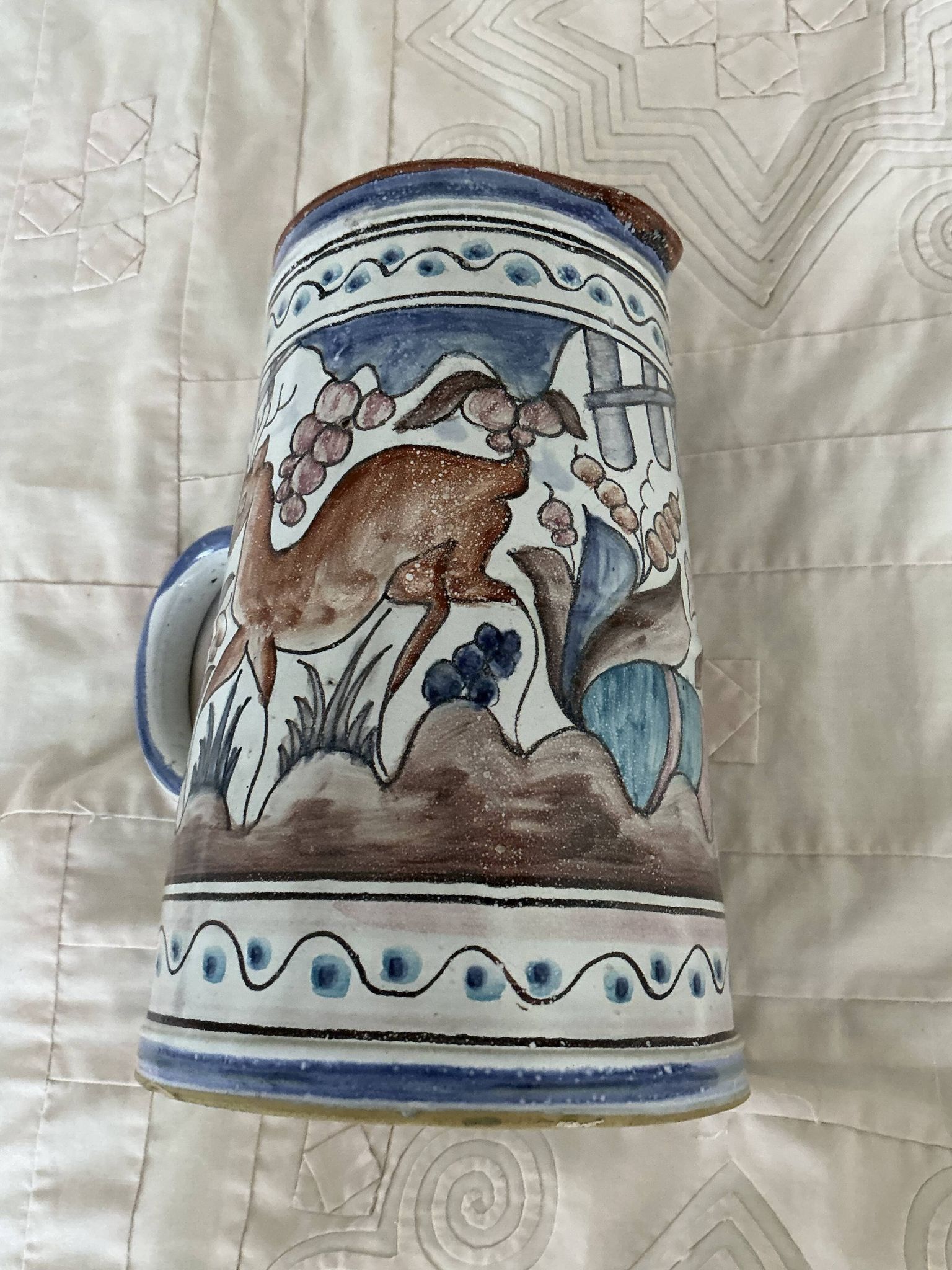 Coimbra ceramic pitcher, deer decor