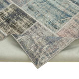 Hand-knotted oriental overdyed 173 cm x 242 cm grey patchwork carpet