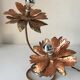 Copper lamp flowers vintage design 70s