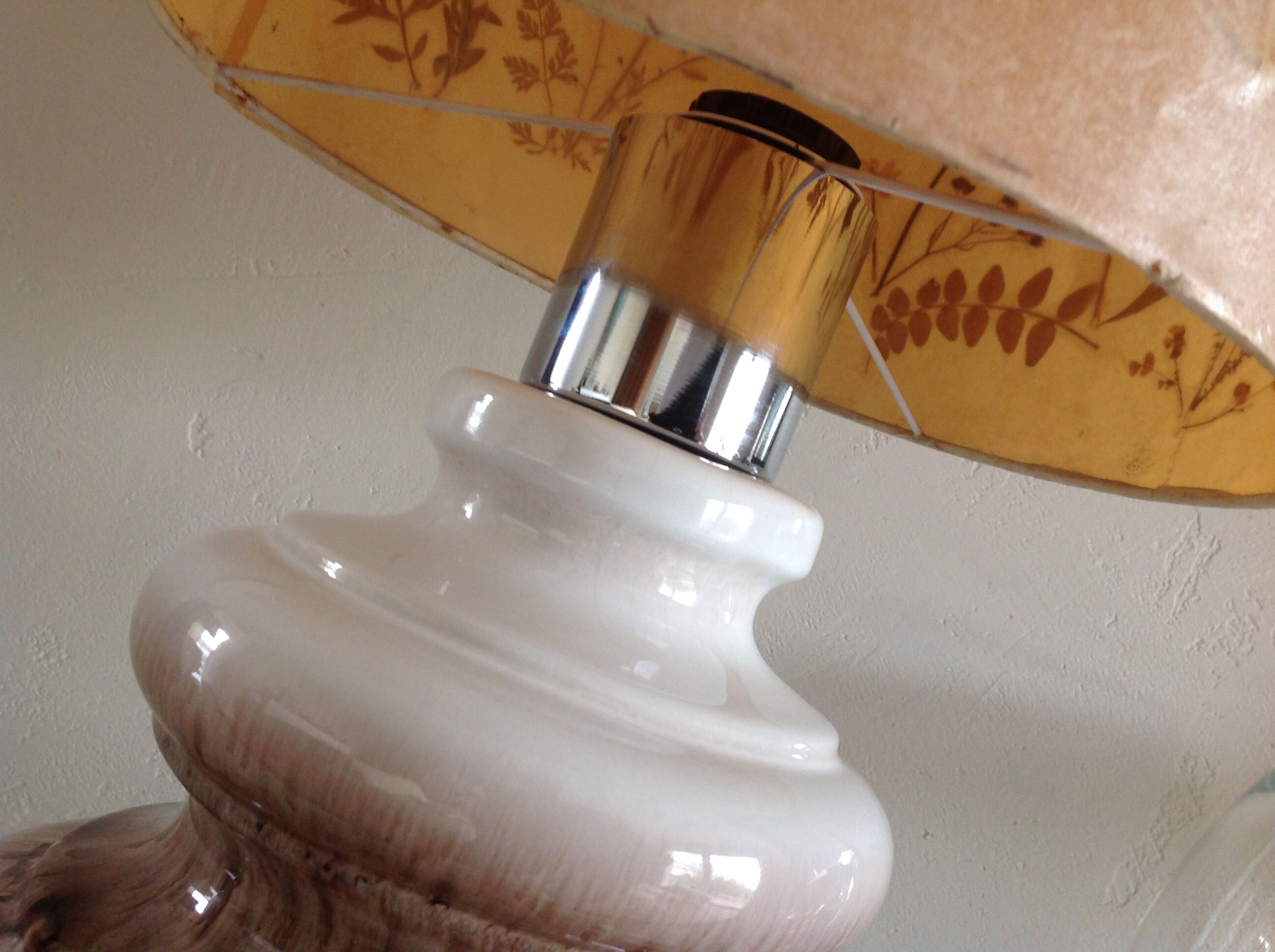 Ceramic floor lamp with a fat lava finish and herbarium shade / vintage 1960s-70s
