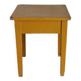 Farm stool painted in yellow ochre made of solid pine - 1940s