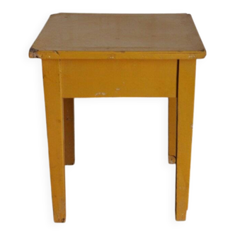 Farm stool painted in yellow ochre made of solid pine - 1940s