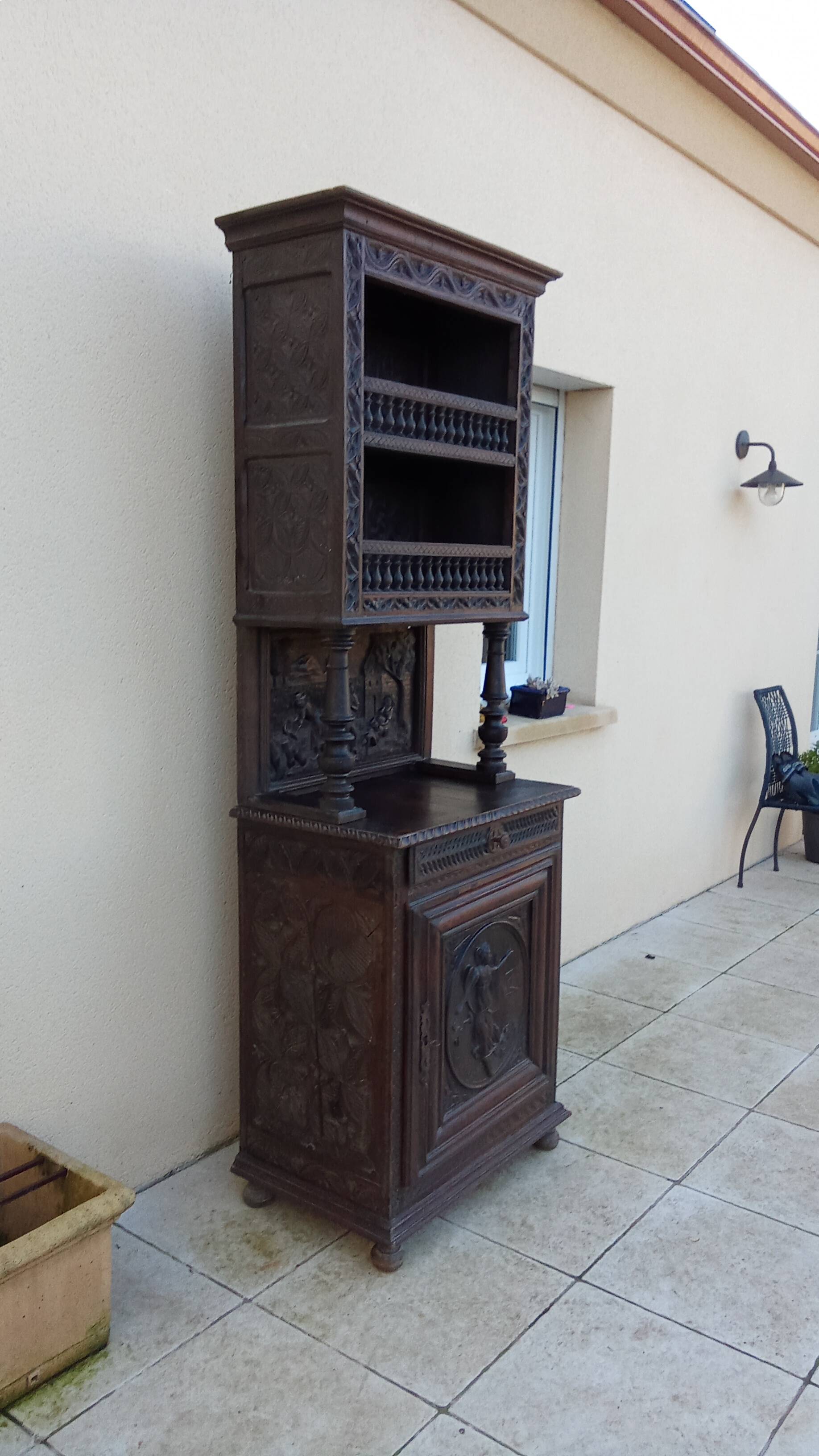 Old carved solid wood dresser