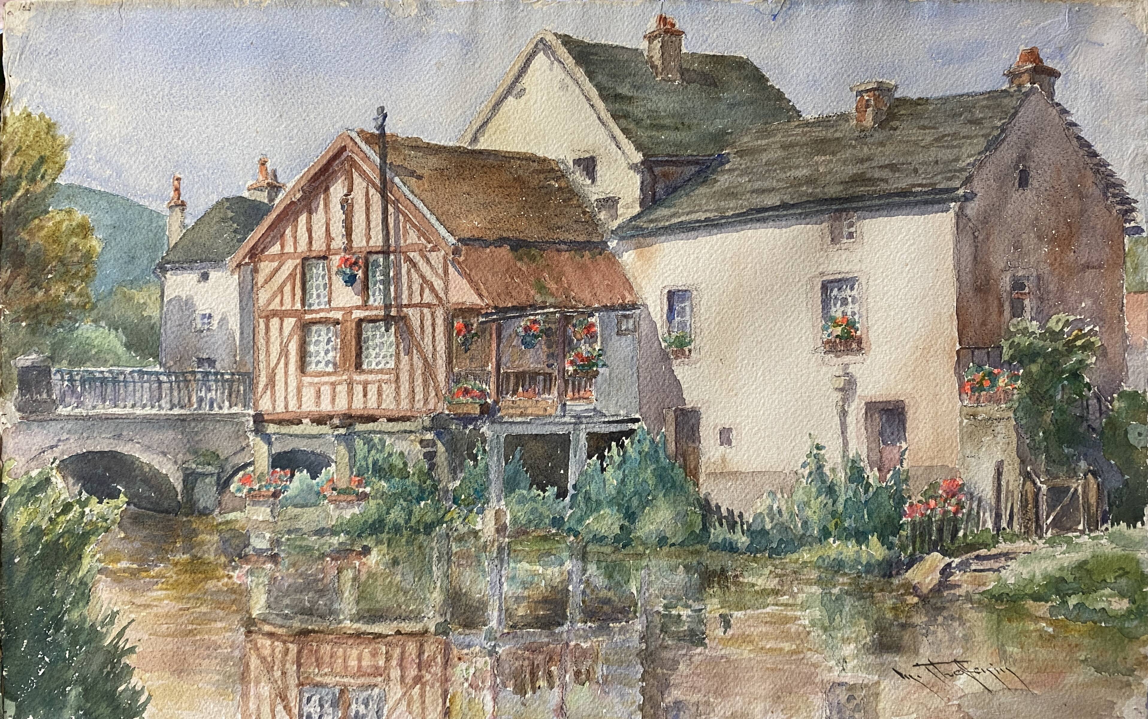 Watercolor Painting Maurice Thevenin (1895-1967) Val Suzon (21) La Chaumière