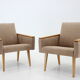 Pair of minimalist mid-century armchairs, czechoslovakia