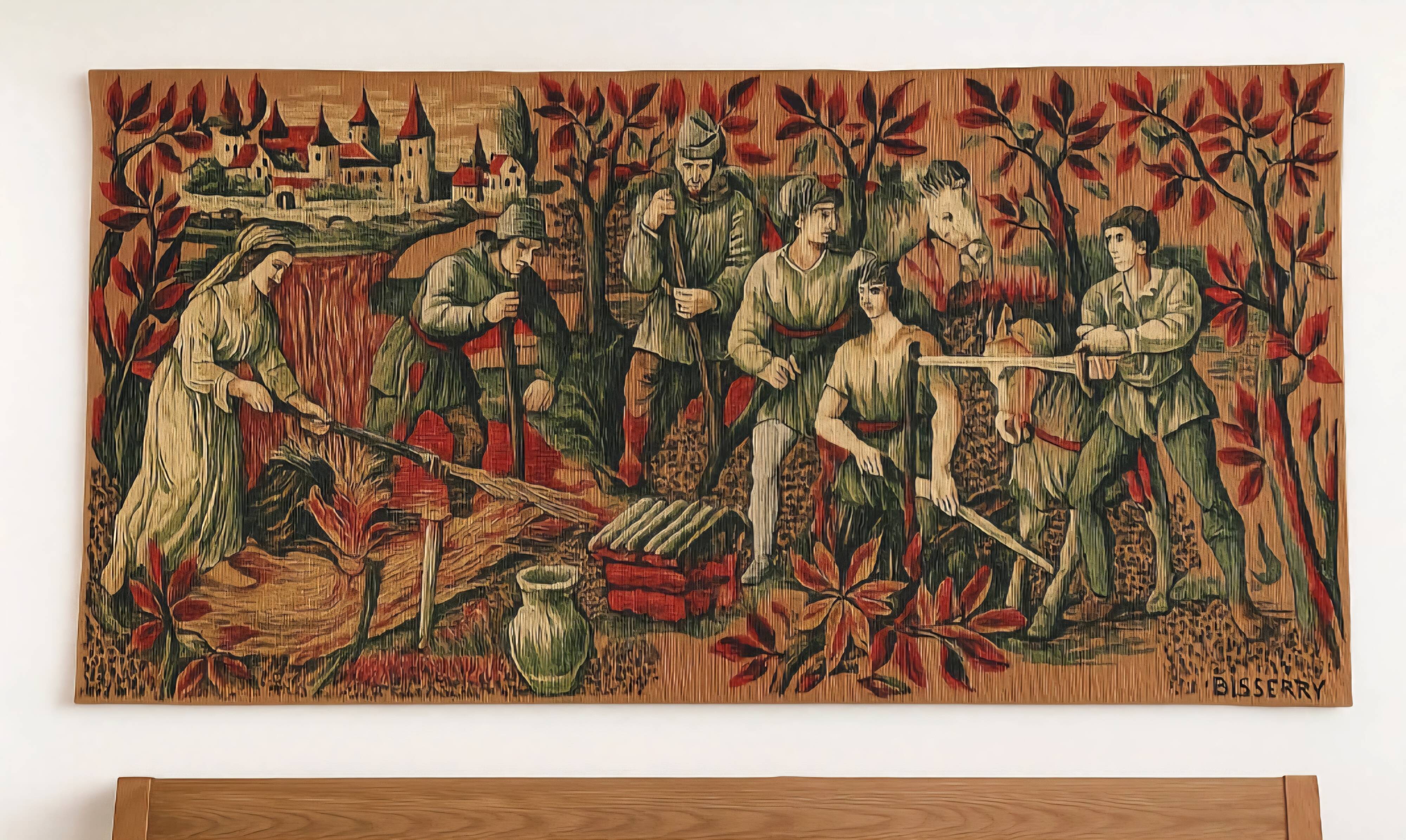 Art tapestry signed by Jean-Claude Bissery – Atelier Robert Four, Aubusson