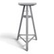 Tripod sculptor's stool in grey painted wood with a rotating top.