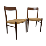 Pair of Danish chairs in teak and rope from the 60s/70s