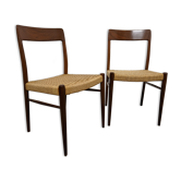 Paire de chaises danoises en teck et corde des années 60/70