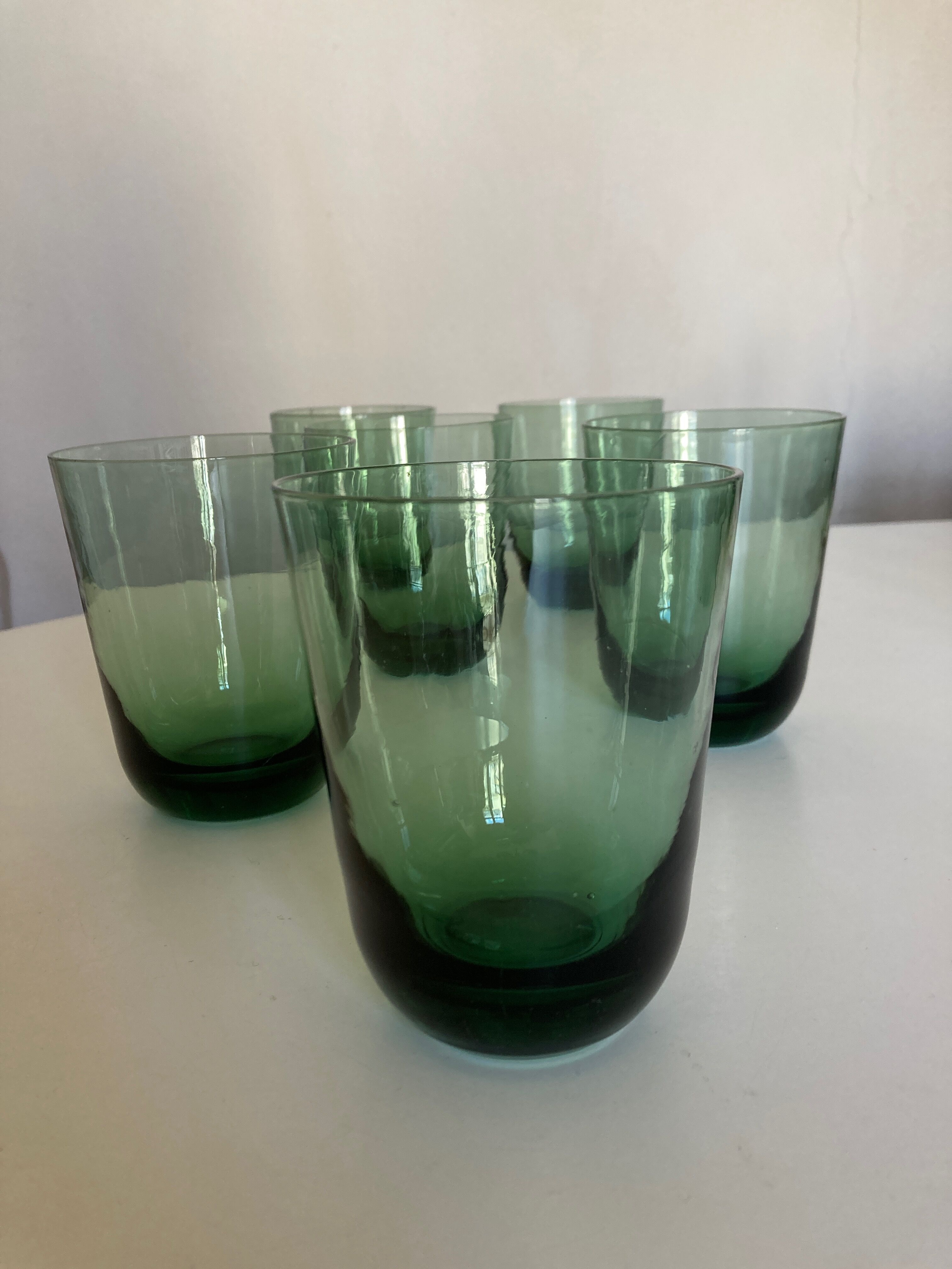 Set de 6 verres gobelets XL 1960 en verre vert
