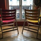 Vintage foldable wooden armchair